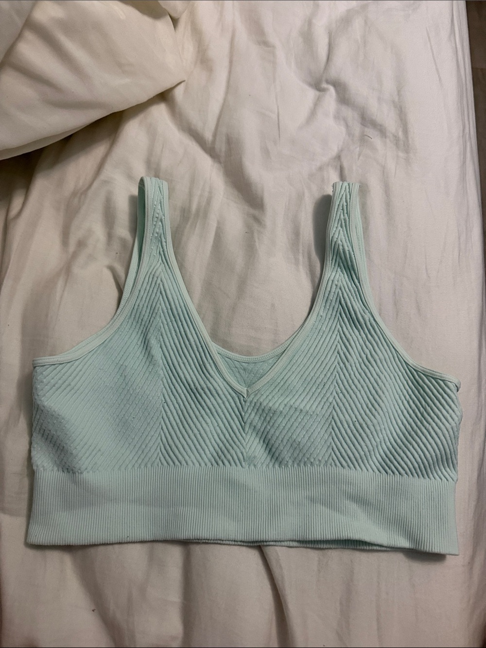 Seamless Ribbed Light Aqua Bralette - Women Intimates